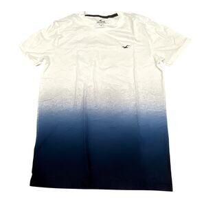 Hollister T Shirt Men XS White Blue Cotton Ombre Casual